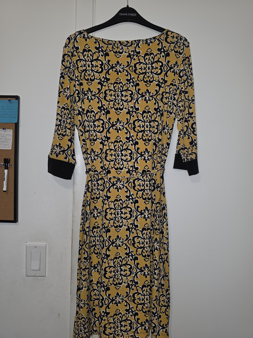 Yellow and Black Patterned Women's Midi Dress - Picture 11 of 12